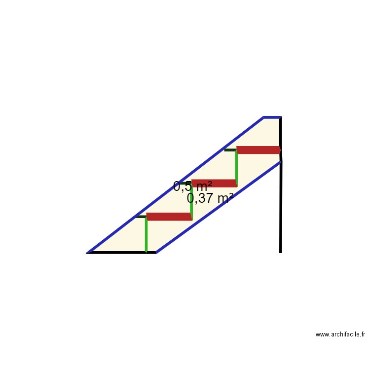 escalier. Plan de 2 pièces et 1 m2