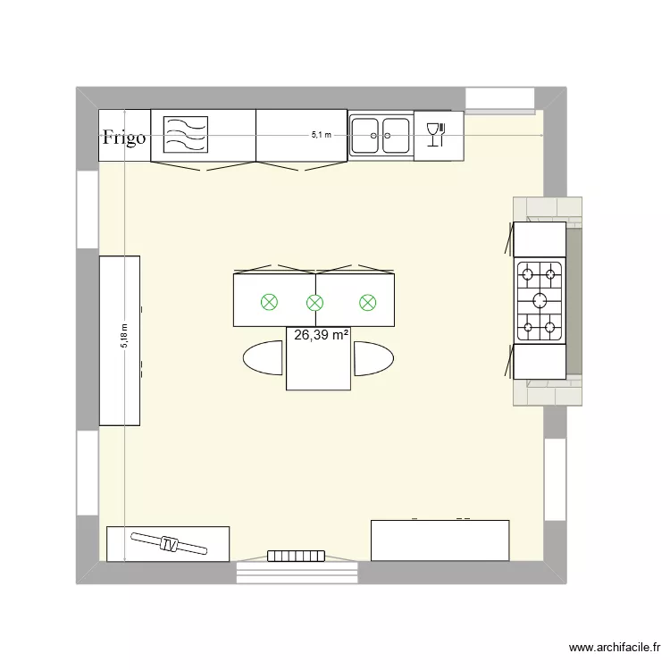 Cuisine plan 2. Plan de 1 et 26 m² Cuisine plan 2. Plan de 1 et 26 m²