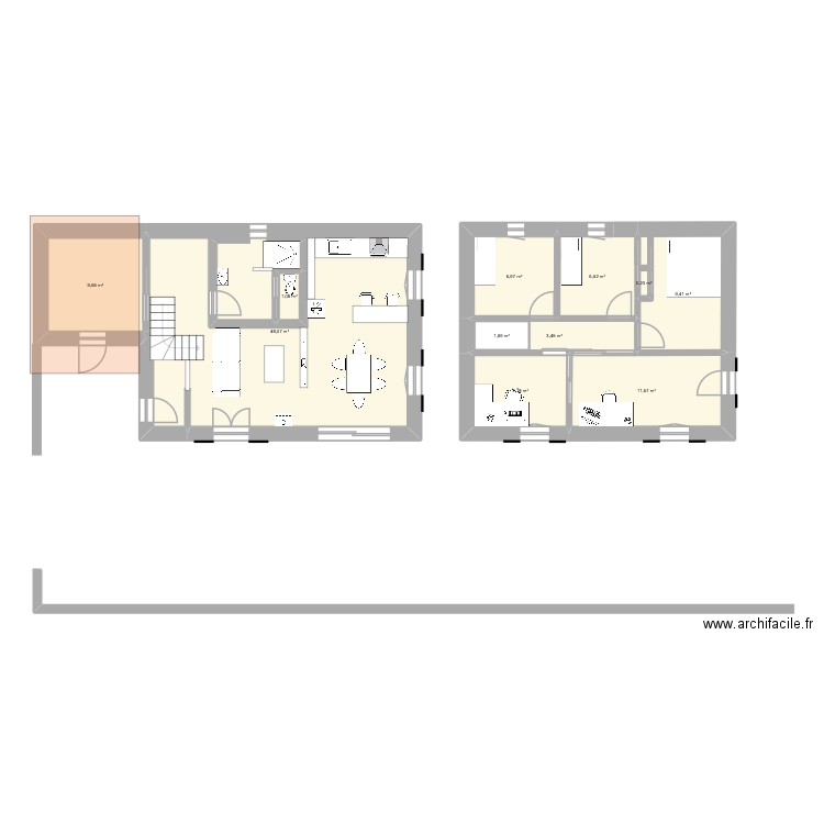 Maison 2. Plan de 11 pièces et 112 m2