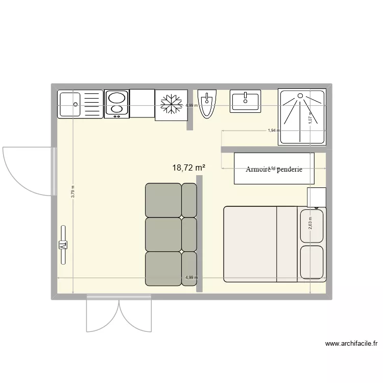 Bunggreen. Plan de 1 Pièce et 19 m²