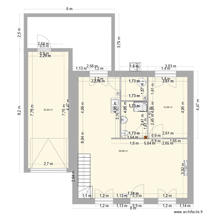 maison 1. Plan de 4 pièces et 78 m2