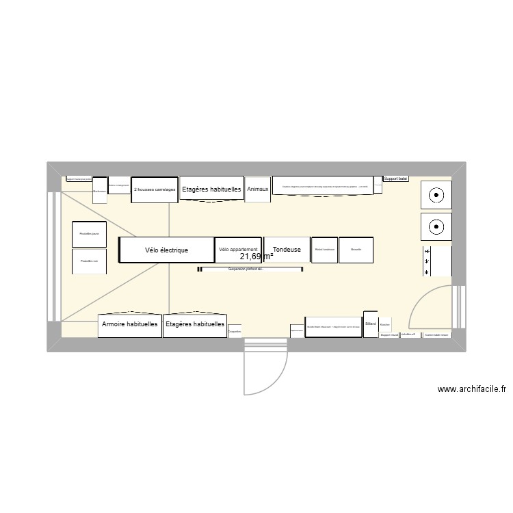 Garage. Plan de 1 pièce et 22 m2