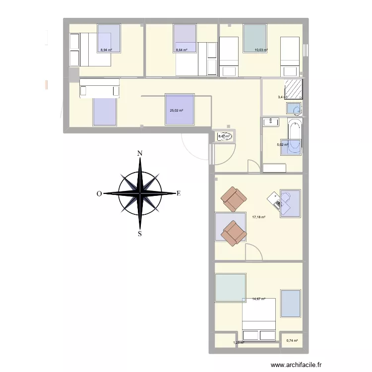 Port Salio Projet V2. Plan de 16  et 290 m²