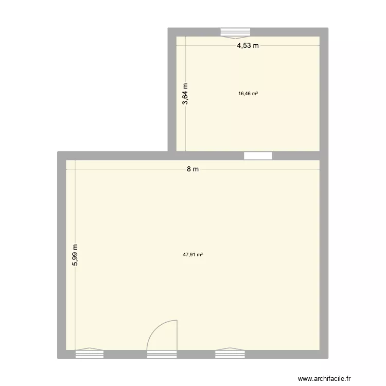 petite maison V1. Plan de 2  et 64 m²