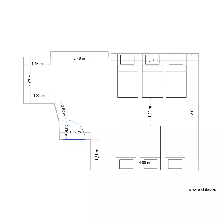 CHAMBRE GARAGE AVEC 6 LITS. Plan de 