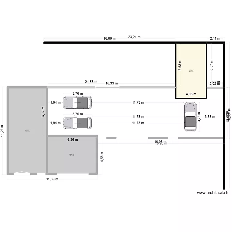 gara. Plan de 4  et 208 m²