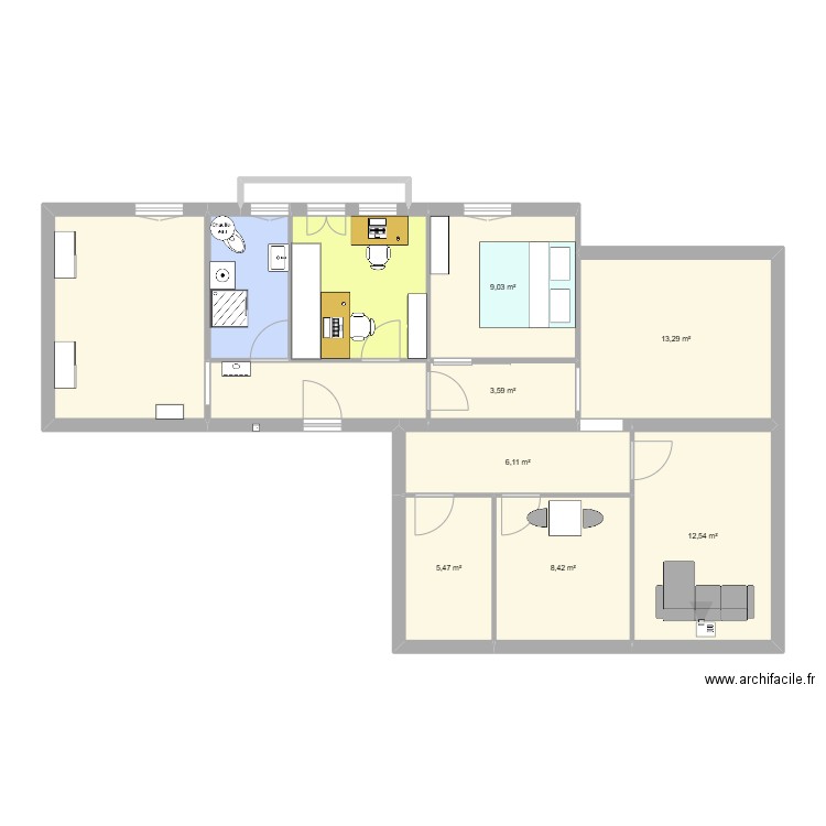 Vert5. Plan de 12 pièces et 92 m2