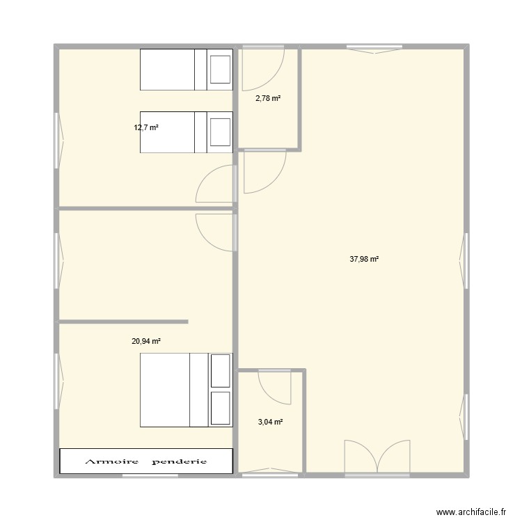 2et. Plan de 5 pièces et 77 m2