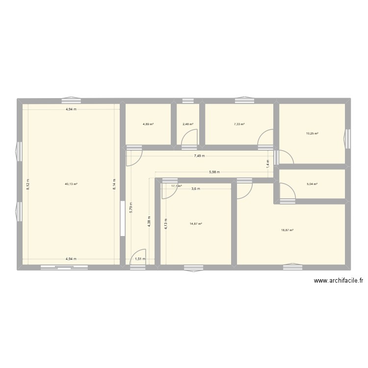 maison Mada 1. Plan de 9 pièces et 121 m2