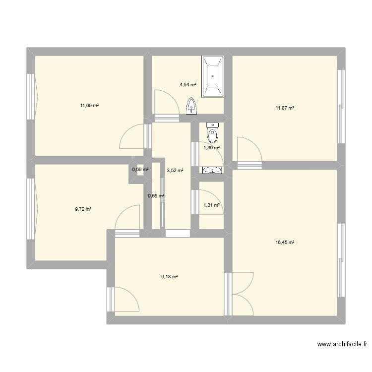 Appartement. Plan de 11 pièces et 70 m2