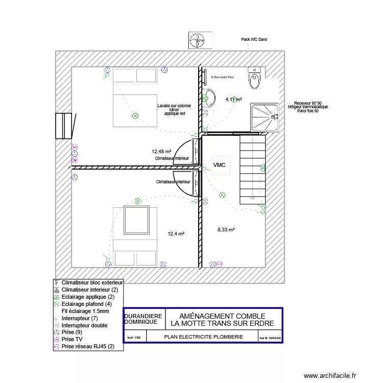 DURANDIERE DO Clim. Plan de 4 pièces et 37 m²