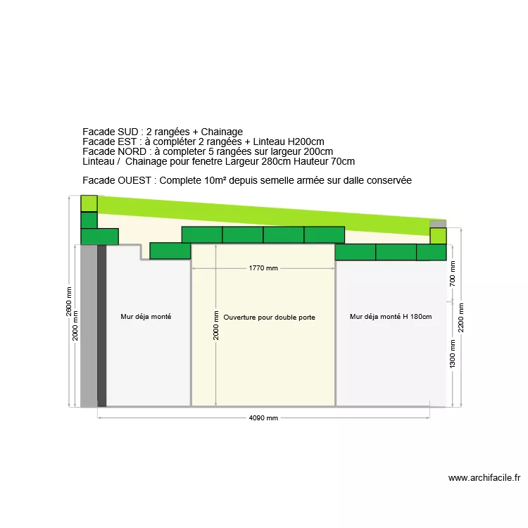 Facade EST Atelier. Plan de 4  et 9 m²