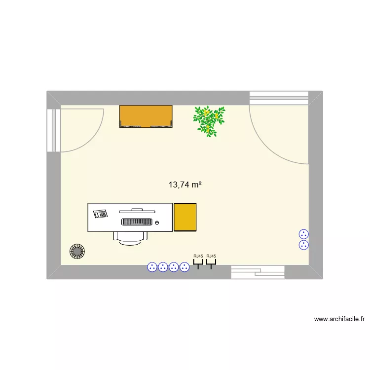 bureau DSI. Plan de 1  et 14 m²