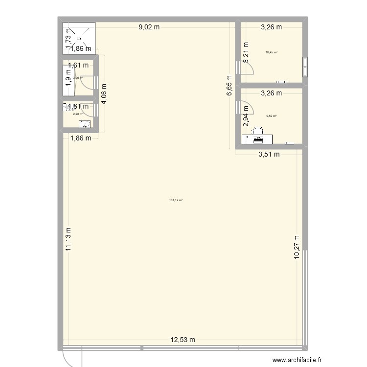 Rixheim. Plan de 5 pièces et 206 m2