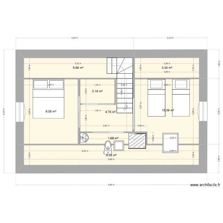 MAISON JULIA ETAGE 2. Plan de 8 pièces et 47 m2