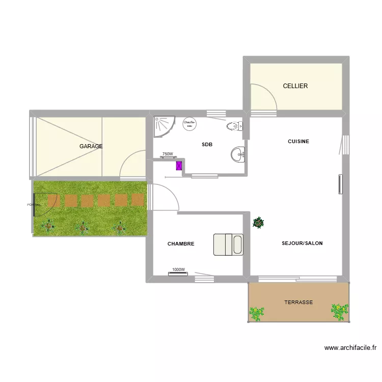 maison finie 1. Plan de 2 Pièces et 10 m²