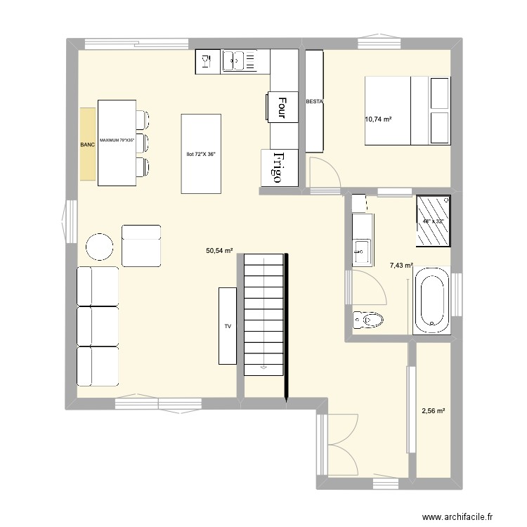 maison3. Plan de 4 pièces et 71 m2