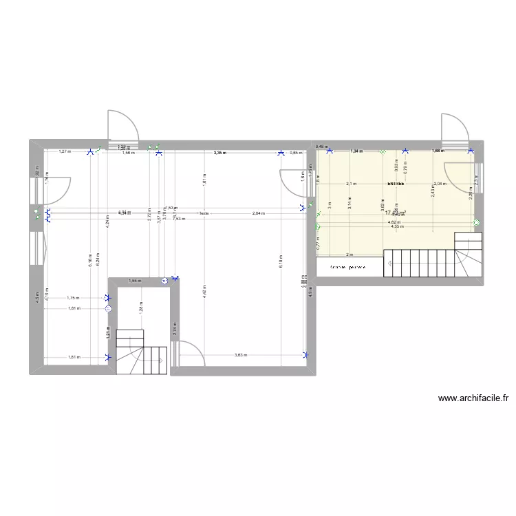 MAISON CREHANGE (2). Plan de 1  et 17 m²
