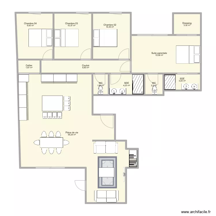 LOT 201-202 4 chambres. Plan de LOT 201-202 4 chambres. Plan de