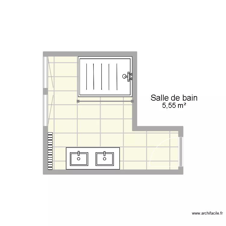 projet SDB 01. Plan de 1 Pièce et 6 m²