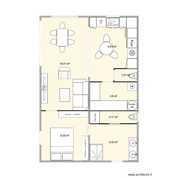 Twin. Plan de 7 pièces et 49 m2