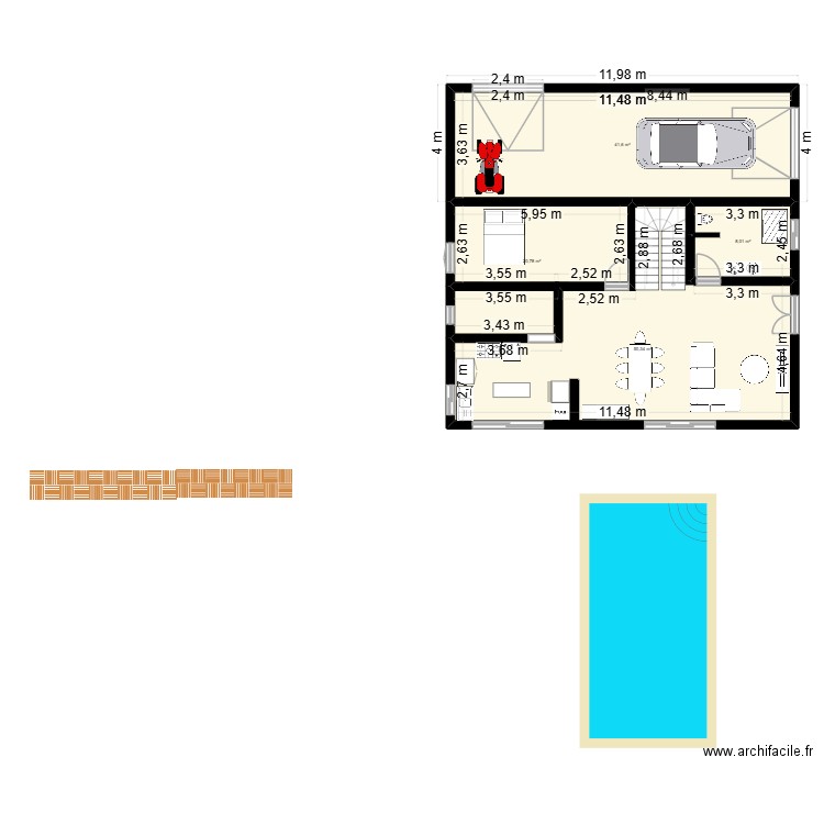 SOUWA 3. Plan de 4 pièces et 121 m2