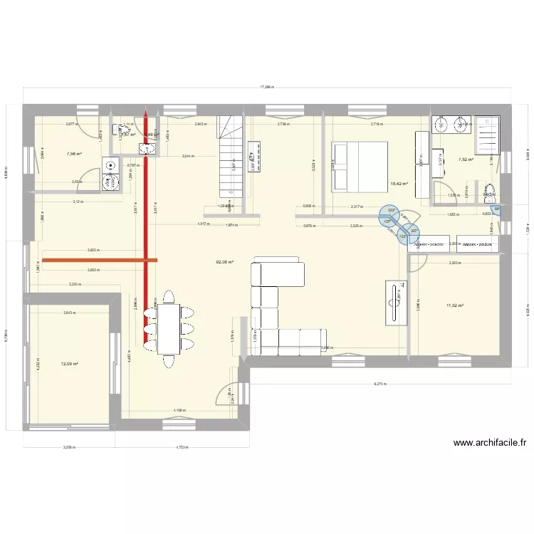 Maison de Saint Agathon futur placement de l\'escalier bis. Plan de 16 et 305 m² Maison de Saint Agathon futur placement de l\'escalier bis. Plan de 16 et 305 m²