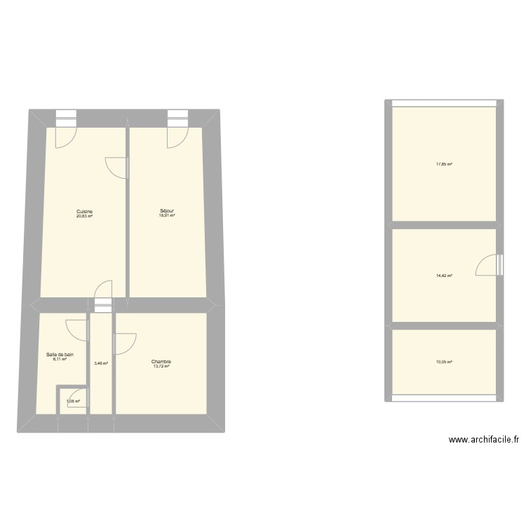 MATINIER. Plan de 9 pièces et 106 m2
