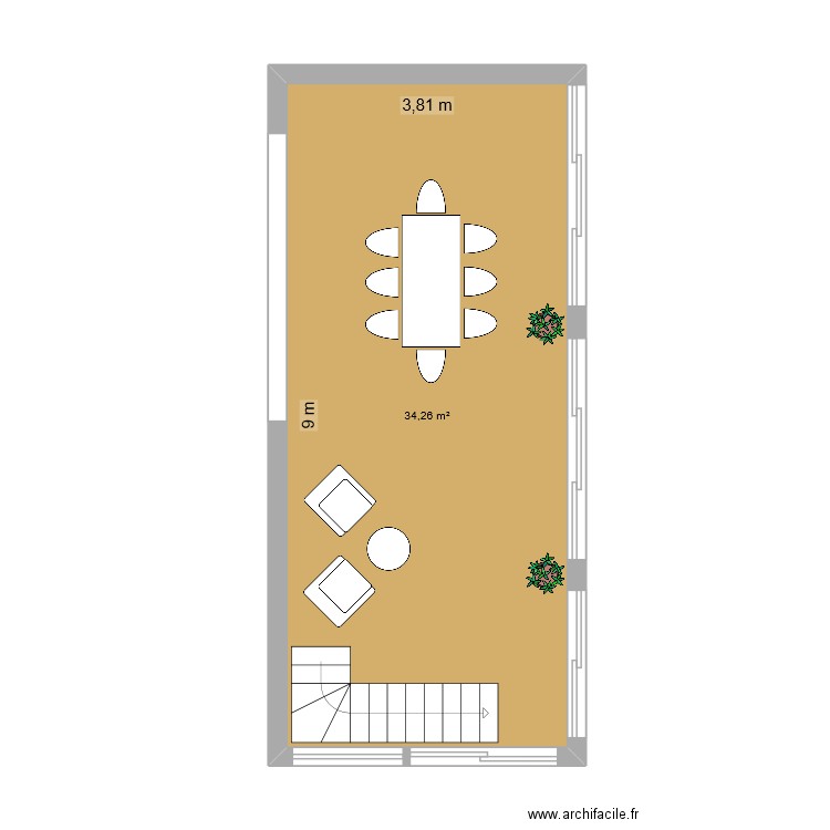 agrandissement. Plan de 1 pièce et 34 m2