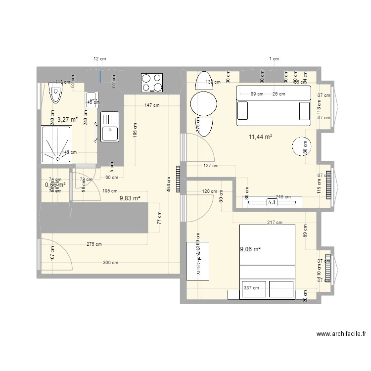 Poissoniers meublé. Plan de 0 pièce et 0 m2