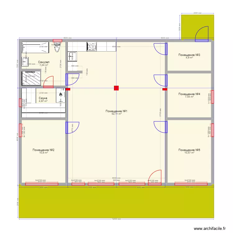 108 + сауна. Plan de 
