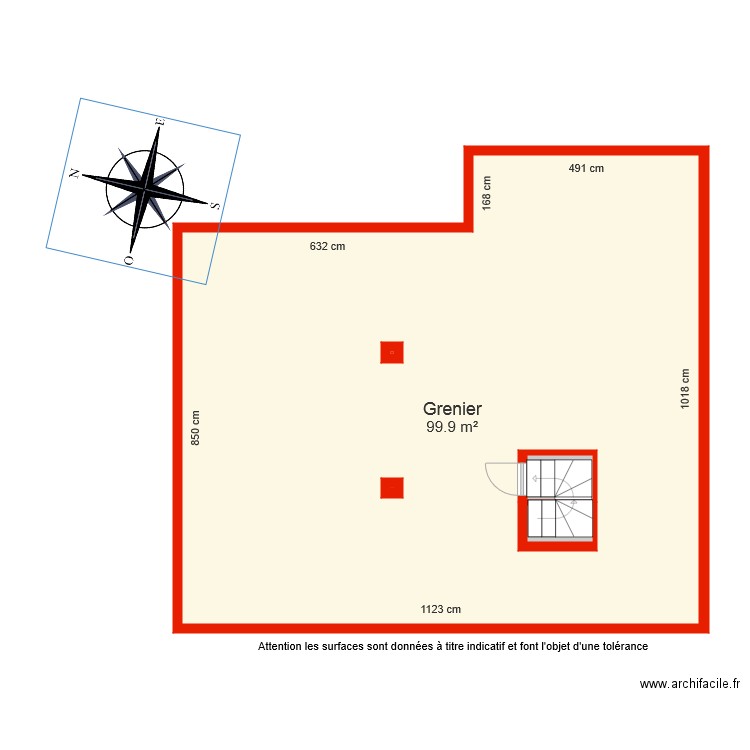 BI 5037 grenier côté. Plan de 0 pièce et 0 m2