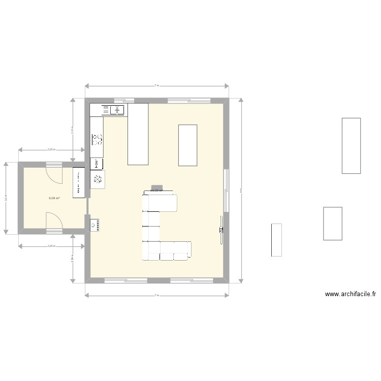 Plan_maison_2. Plan de 2 pièces et 64 m2