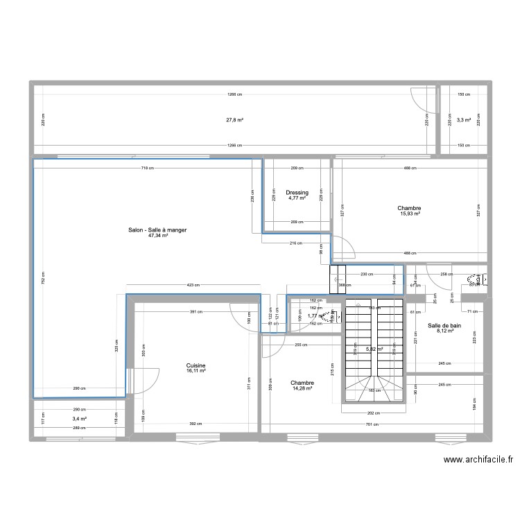 montchat 1er etage . Plan de 11 pièces et 149 m2