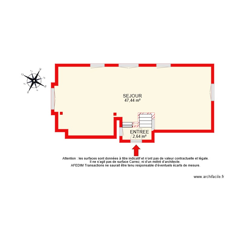 BI 7944 ETAGE 4 NIVEAU 2. Plan de 3 pièces et 50 m2