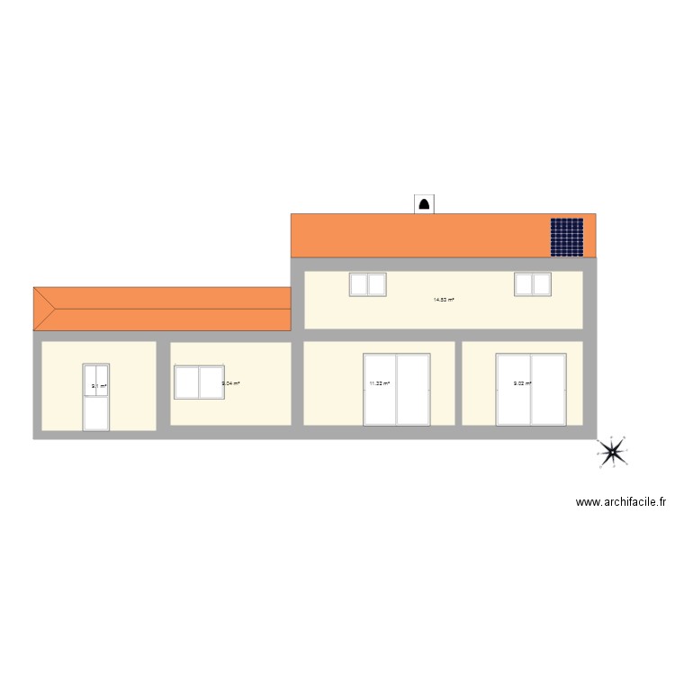 Façade côté jardin. Plan de 0 pièce et 0 m2