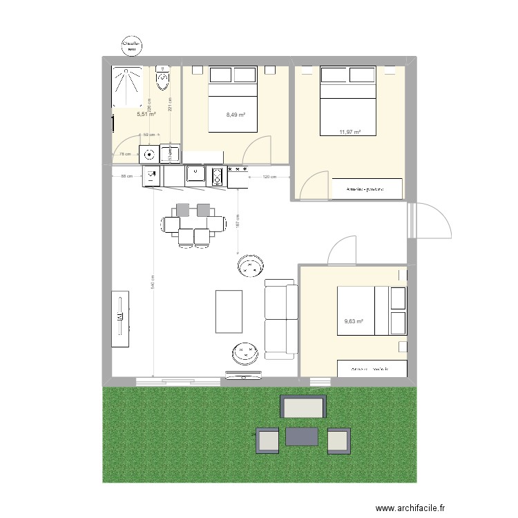 APPART BERRE F4 b. Plan de 4 pièces et 36 m2