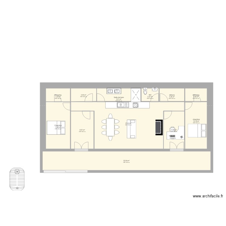 Maison enterrée test. Plan de 0 pièce et 0 m2