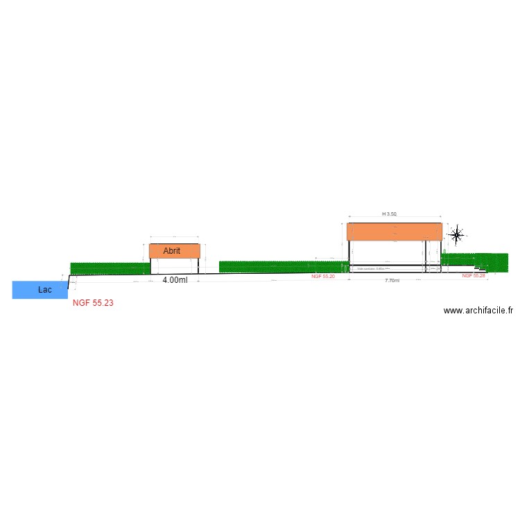 facade  EST chalet 124. Plan de 4 pièces et 31 m2