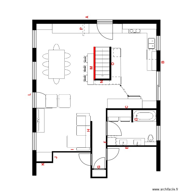 jl bouffard 1. Plan de 3 pièces et 63 m2