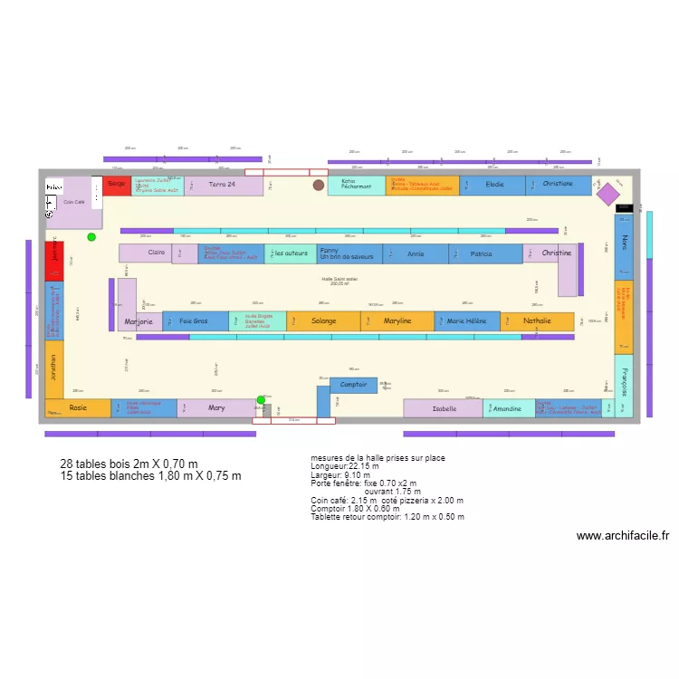 halle St Astier placement des EXPOSANTSvers3 d&eacute;finitif. Plan de 