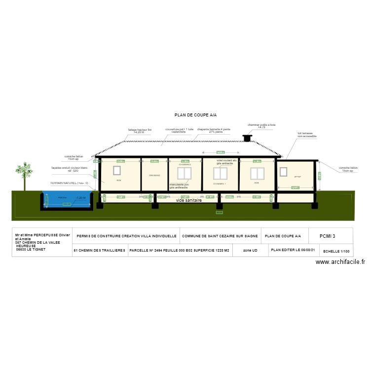 PLAN DE COUPE AA. Plan de 0 pièce et 0 m2