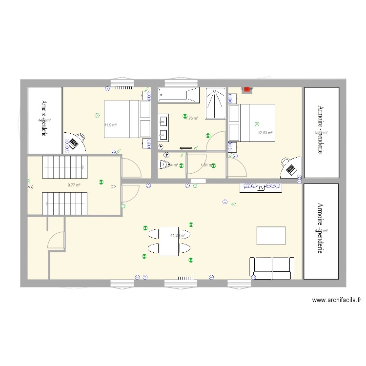 maisonblanche2.1. Plan de 33 pièces et 1311 m2