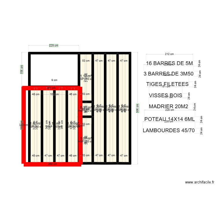 CABANE ETANG. Plan de 9 pièces et 16 m2