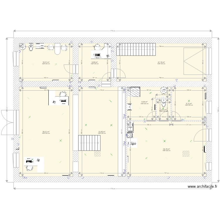 mur. Plan de 0 pièce et 0 m2