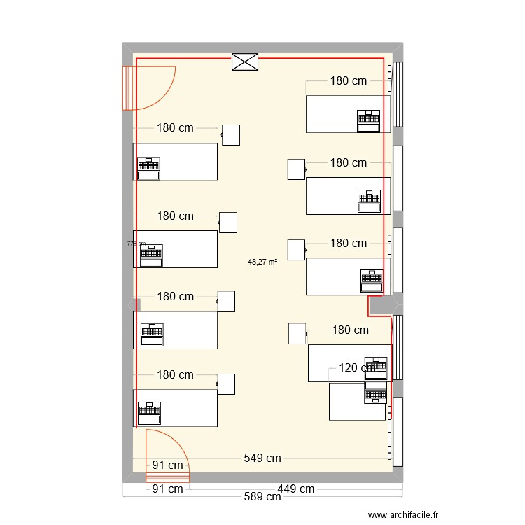 132. Plan de 1 pièce et 48 m2