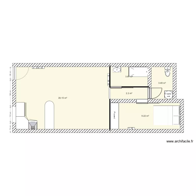 Plan Appartement RDC 40m2. Plan de 