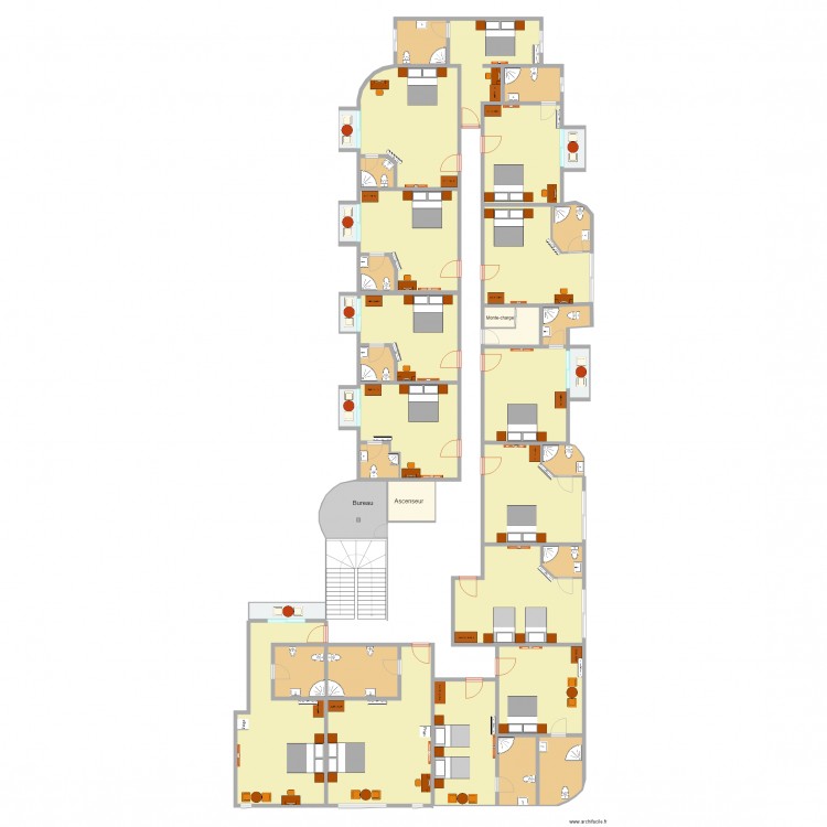 deuxieme etage mirador. Plan de 38 pièces et 446 m2