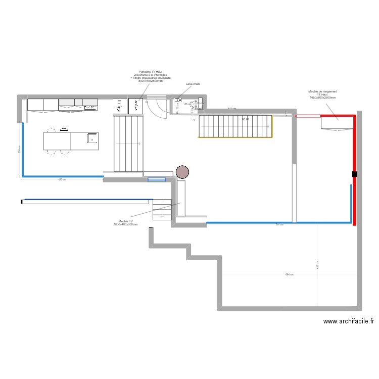 Roc Mer  - Cuisine V2. Plan de 1 pièce et 2 m2