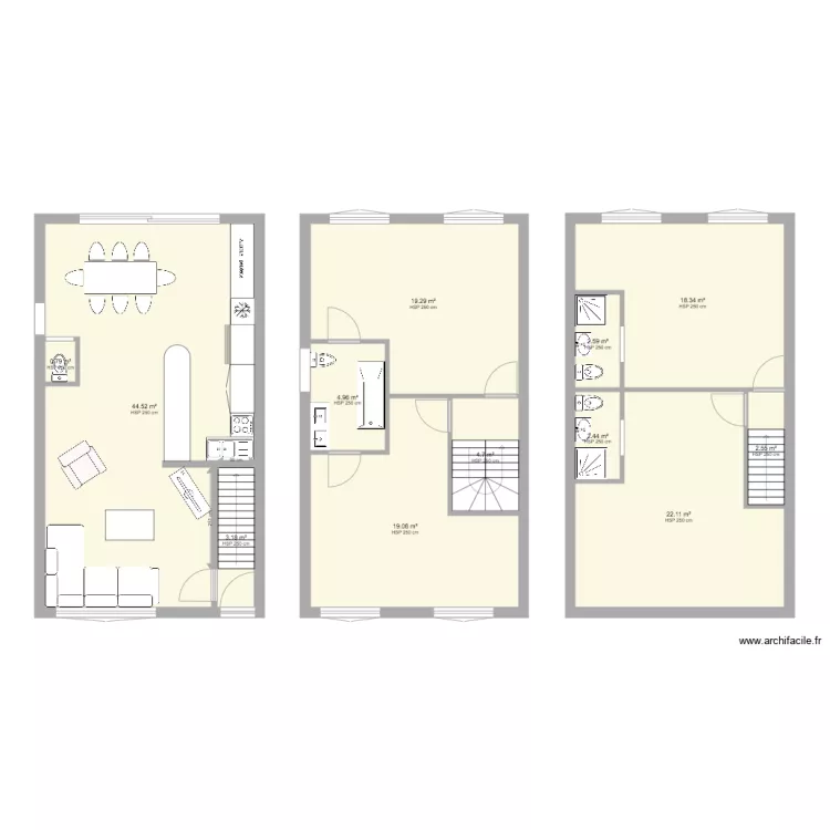 Maison ind&eacute;pendante. Plan de 